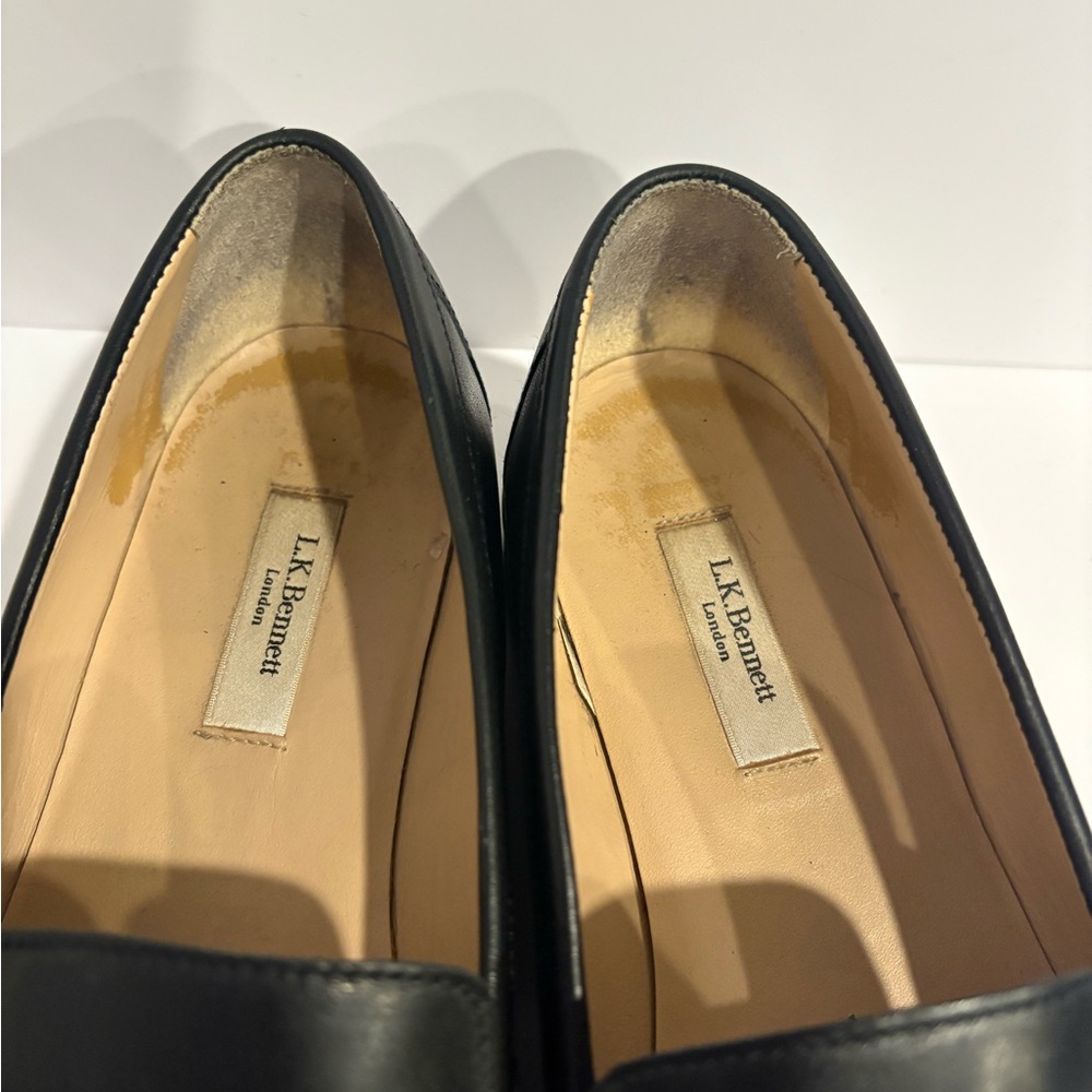 L.K. Bennett Shana Leather Flatform Loafers In Black Size 38 - Picture 6 of 10